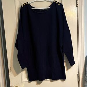 Lauren Ralph Lauren Navy Sweater with Gold Button Accents